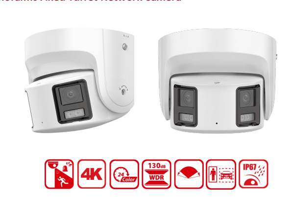 8 MP Panoramic 180 degree wide angle full color Fixed Turret IP Network Camera with two way audio NC458G2-PDL/LU